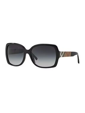 Burberry Black Frame Sunglasses with Gradient Gray Lenses and Check Temples